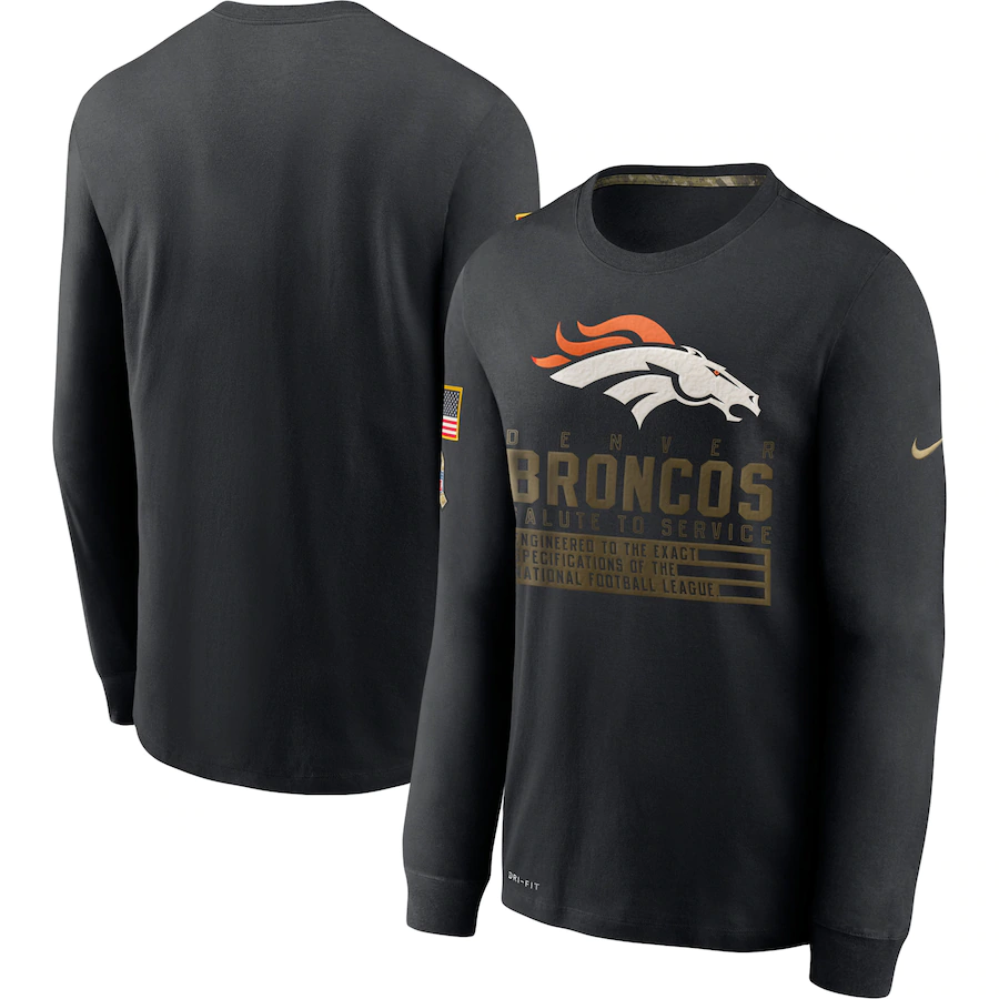Men NFL Denver Broncos T Shirt Nike Olive Salute To Service Green
